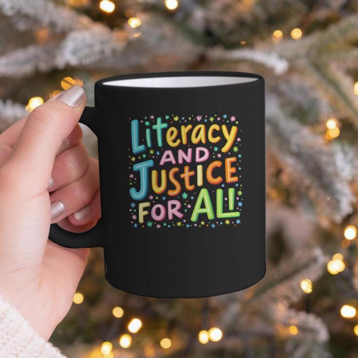 Literacy And Justice For All Protect Banned Books Library Graphic Print Coffee Mug Literacy And Justice For All Protect Banned Books Library Graphic Print Coffee Mug