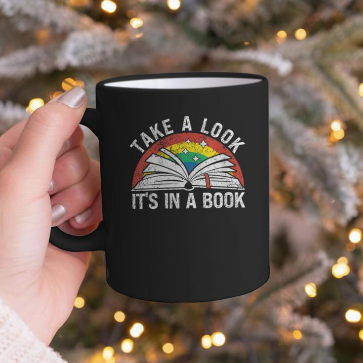 Take a Look It's In a Book Reading Vintage Retro Rainbow Graphic Print Coffee Mug Take a Look It's In a Book Reading Vintage Retro Rainbow Graphic Print Coffee Mug