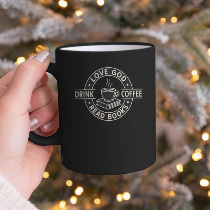 Love God Drink Coffee Read Books Lover Christian Vintage Graphic Print Coffee Mug