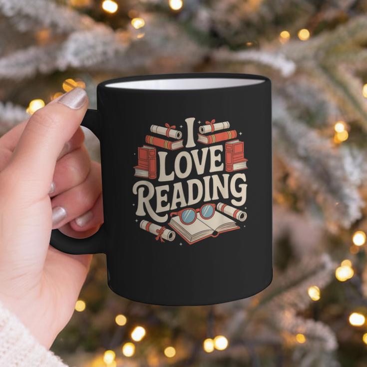 I Love Reading Books Literature Enthusiast Fun Graphic Print Coffee Mug
