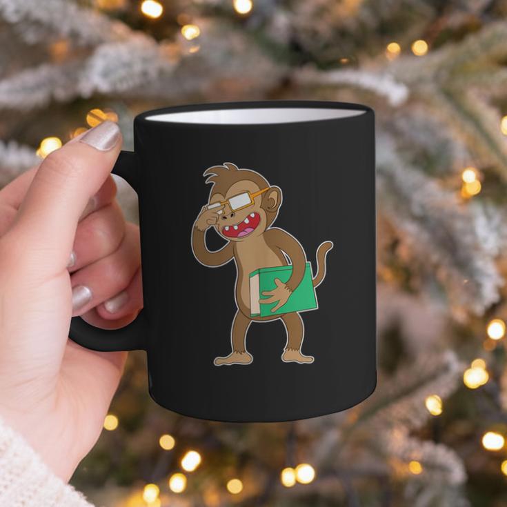Monkey With a Book Graphic Print Coffee Mug Monkey With a Book Graphic Print Coffee Mug