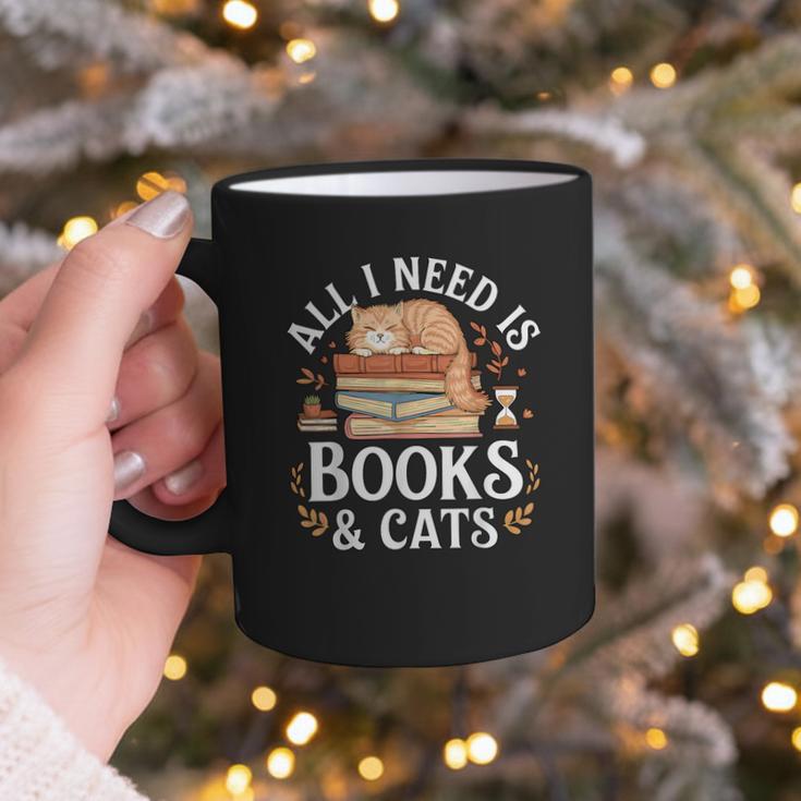 All I Need Is Books And Cats Reading Graphic Print Coffee Mug