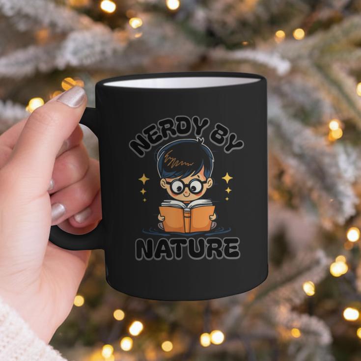 Nerdy By Nature Chibi Cute Book Lover Graphic Print Coffee Mug