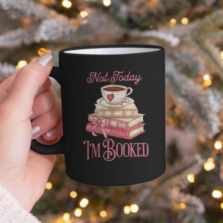 Not Today I'm Booked Book Lover Book Stack Coquette Bow Graphic Print Coffee Mug