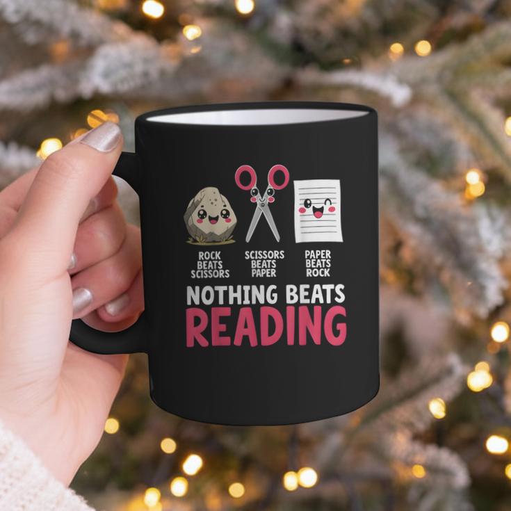 Nothing Beats Reading Rock Paper Scissors Book Lover Library Graphic Print Coffee Mug