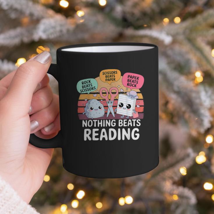 Nothing Beats Reading Rock Paper Scissors Books Lover Graphic Print Coffee Mug