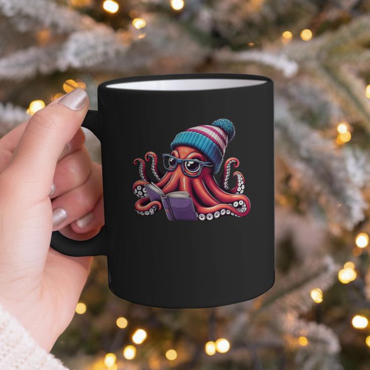 Octopus Reading Book Kraken Book Lover Graphic Print Coffee Mug