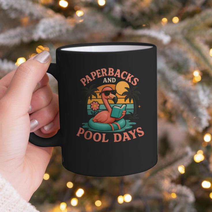 Paperbacks And Pool Days Flamingo Reading Summer Vibes Books Graphic Print Coffee Mug