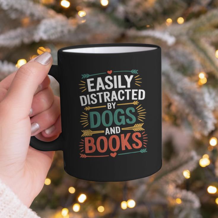 Pet Lover Joke Easily Distracted By Dogs And Books Men Graphic Print Coffee Mug