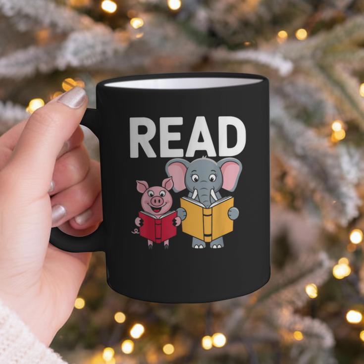 Pig Elephant Reading Cute Book Lover Bookworm Boys Girls Kid Graphic Print Coffee Mug