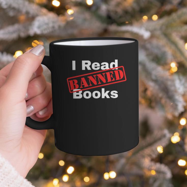 I Read Banned Books Censored Red Stamp Reading Librarian Graphic Print Coffee Mug