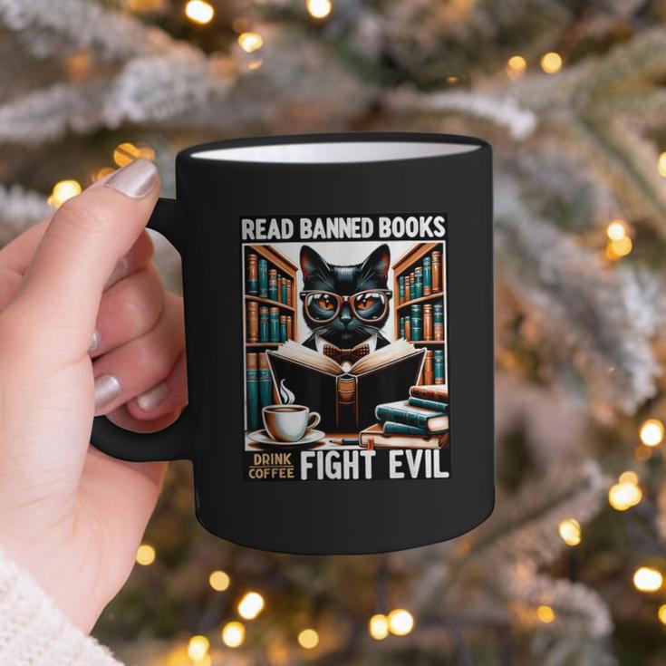 Read Banned Books Drink Coffee Fight Evil Book Reader Lovers Graphic Print Coffee Mug