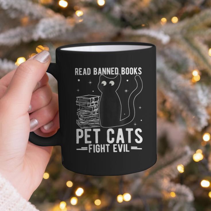 Read Banned Books Pet Cats Fight Evil Read Banned Books Graphic Print Coffee Mug