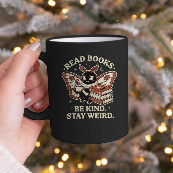 Read Books Be Kind Stay Weird Moth Coffee Lover Reading Graphic Print Coffee Mug