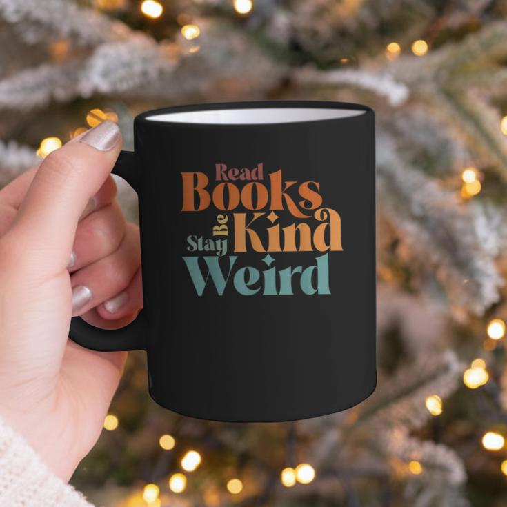 Read Books Be Kind Stay Weird Retro Bookworm Book Lover Graphic Print Coffee Mug