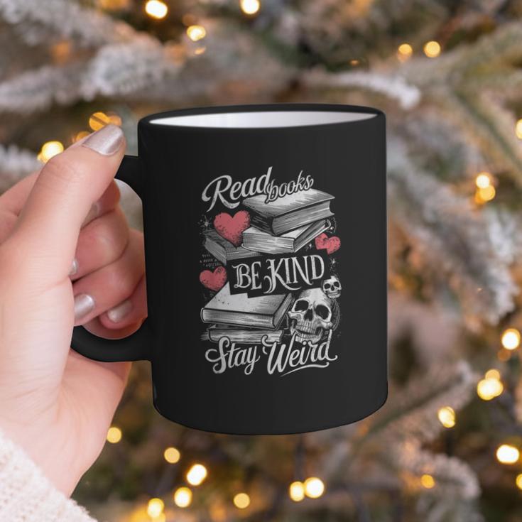 Read Books Be Kind Stay Weird Skeleton Heart Reading Alt Graphic Print Coffee Mug