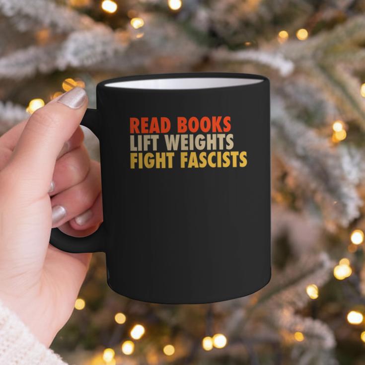 Read Books Lift Weights Fight Fascists Reading Humor Graphic Print Coffee Mug