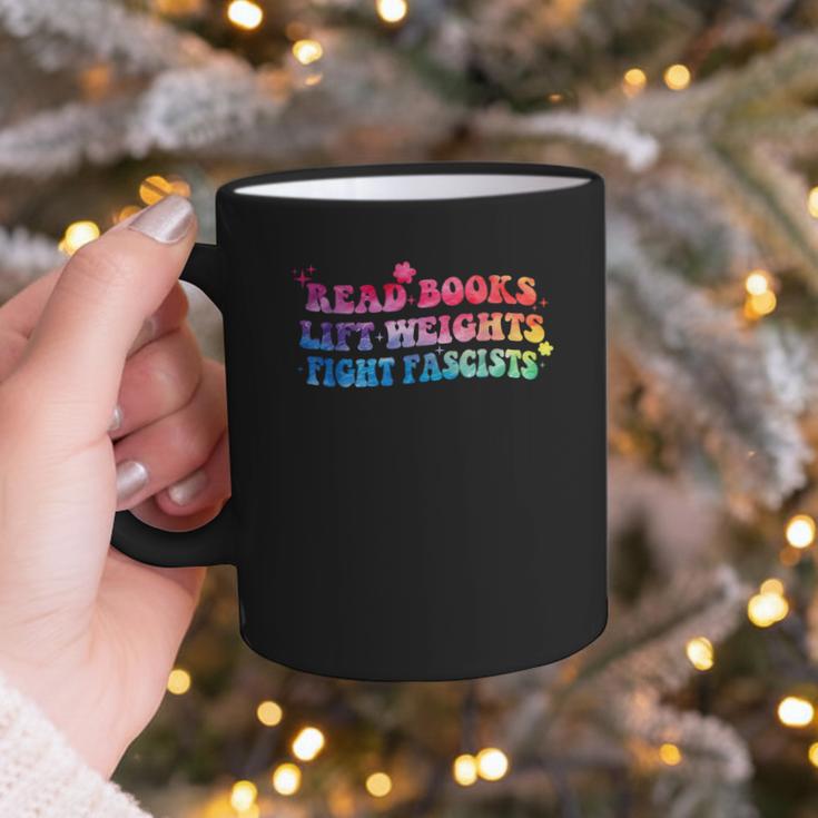 Read Books Lift Weights Fight Fascists Tie Dye Men Women Graphic Print Coffee Mug