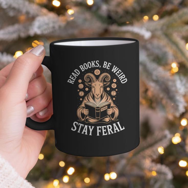 Read Books Be Weird Stay Feral Goat Graphic Print Coffee Mug