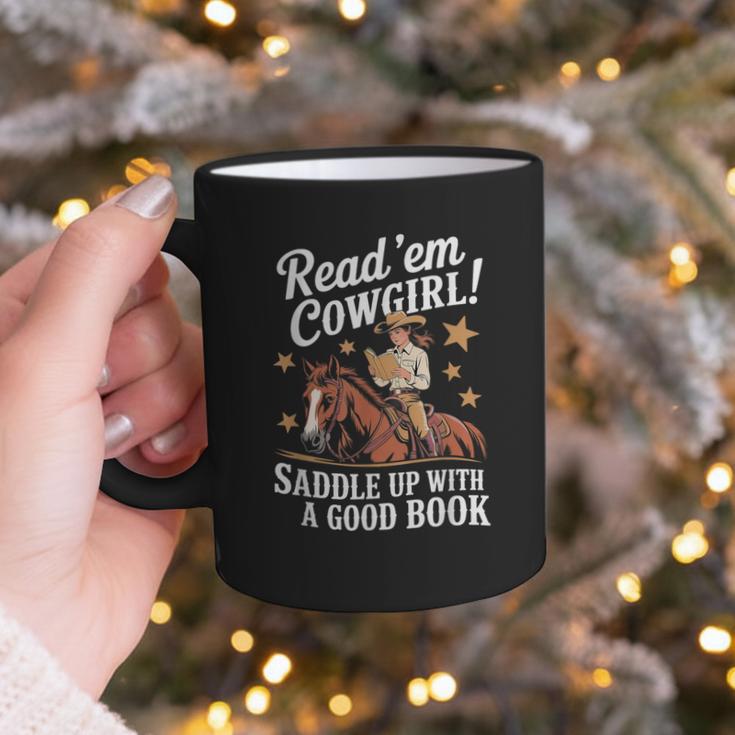 Read 'Em Cowgirl Saddle Up With A Good Book Rodeo Bookworm Graphic Print Coffee Mug
