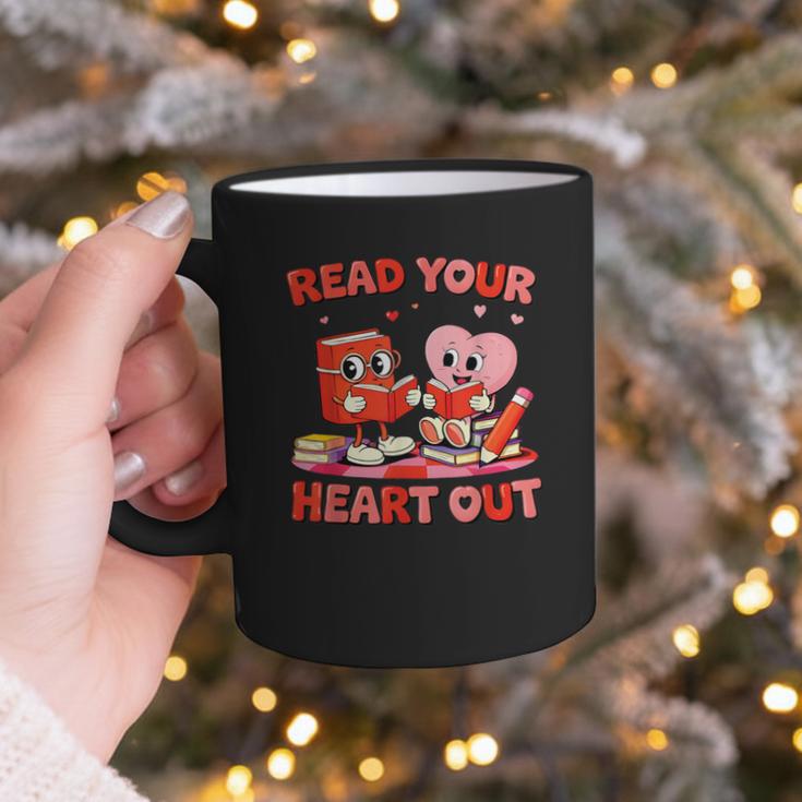 Read Your Heart Out Valentine Reading Book Girl Kid Teacher Graphic Print Coffee Mug