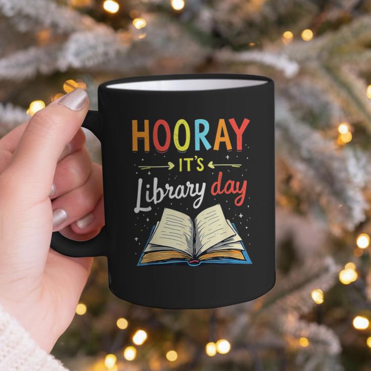 Reading Books Bibliophile Hooray It's Library Day Graphic Print Coffee Mug