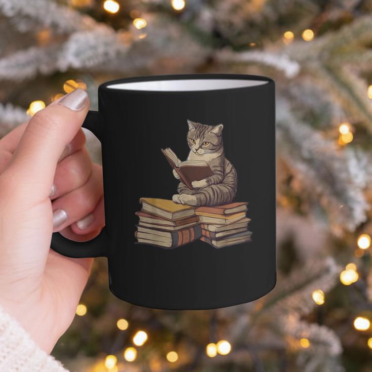 Reading Cat Book Lover Graphic Print Coffee Mug