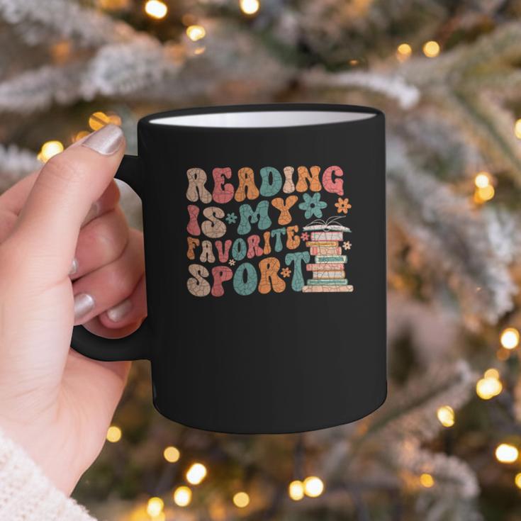 Reading Is My Favorite Sport Retro Groovy Book Lovers Graphic Print Coffee Mug