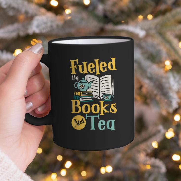 Reading Hobby Bookshelves Library Fueled By Books And Tea Graphic Print Coffee Mug Reading Hobby Bookshelves Library Fueled By Books And Tea Graphic Print Coffee Mug