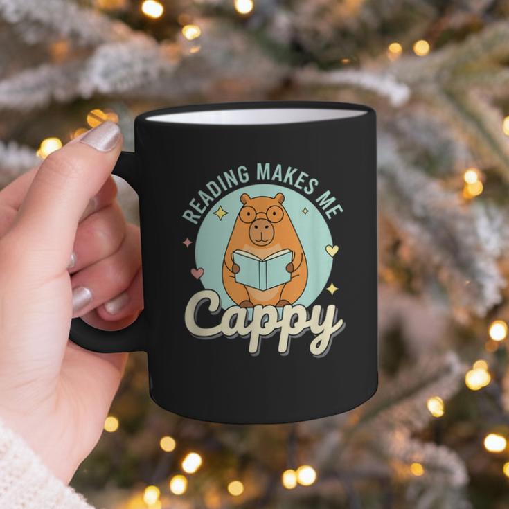 Reading Makes Me Cappy Bookworm Capybara Book Reading Graphic Print Coffee Mug