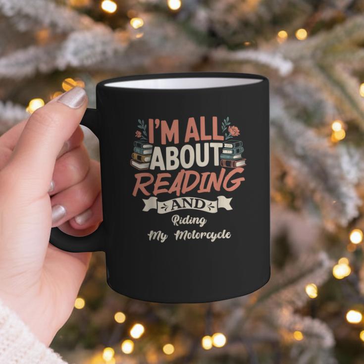 Reading And Motorcycle Life For Bikers Who Love Books Graphic Print Coffee Mug