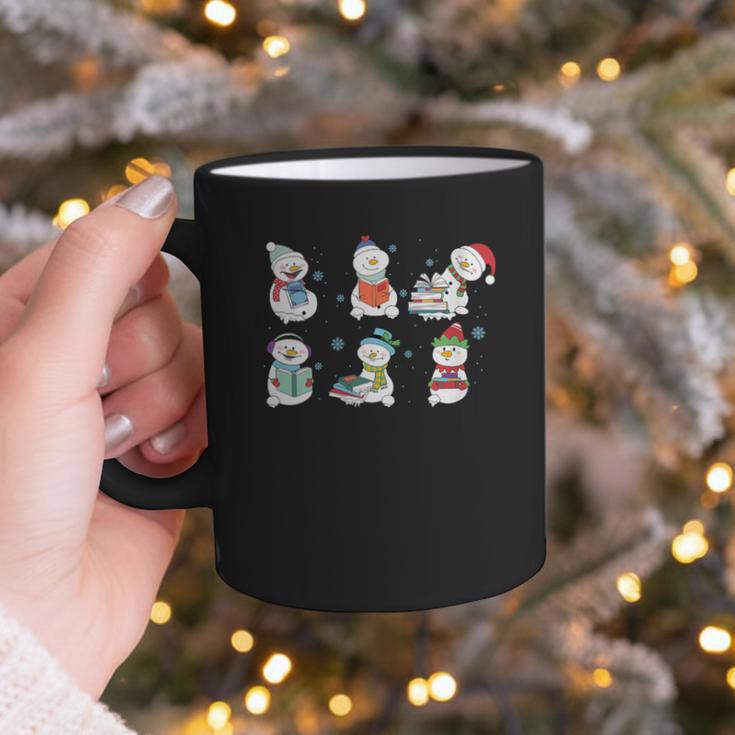 Reading Snowman Christmas Book Lovers Bookworm Librarian Graphic Print Coffee Mug