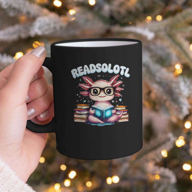 Readsolotl Pink Kawaii Axolotl Read Book Lover Reading Graphic Print Coffee Mug
