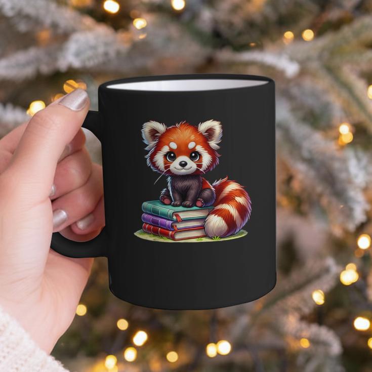 Red Panda Books Lover Reading Bookworm Graphic Print Coffee Mug