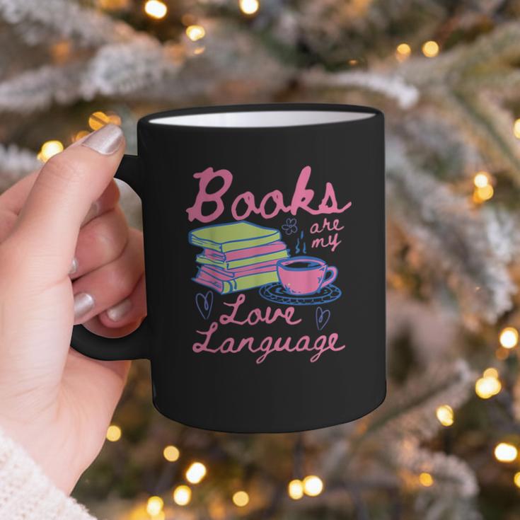 Retro Books Are My Love Language Valentine Book Lovers Graphic Print Coffee Mug