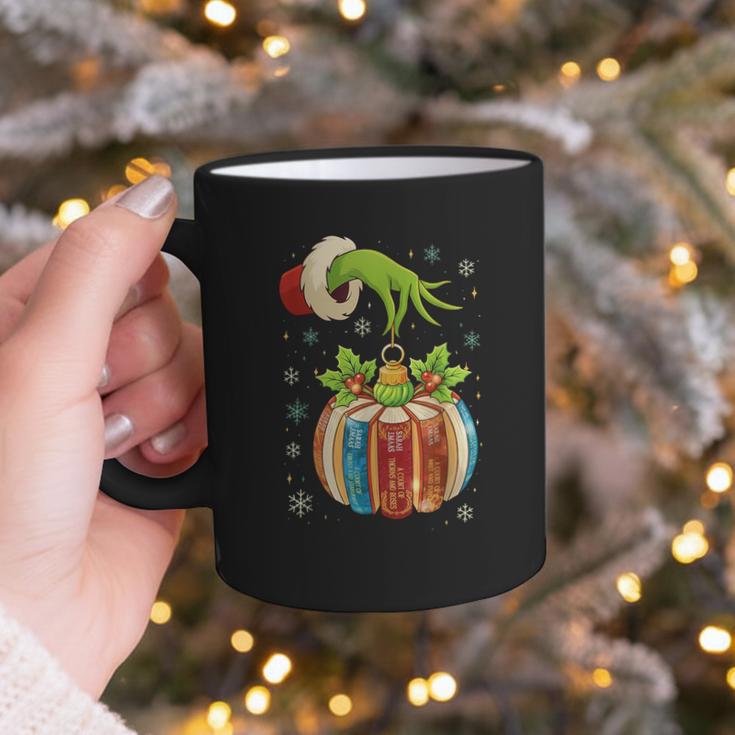 Retro Christmas Ornament Book Christmas Teacher Librarian Graphic Print Coffee Mug