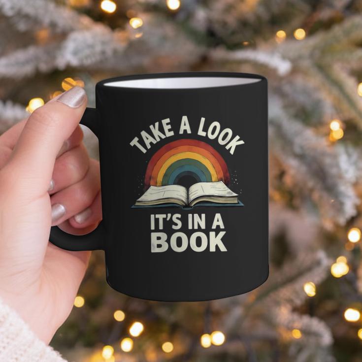 Retro Rainbow Take A Look It's In A Book Reading Graphic Print Coffee Mug