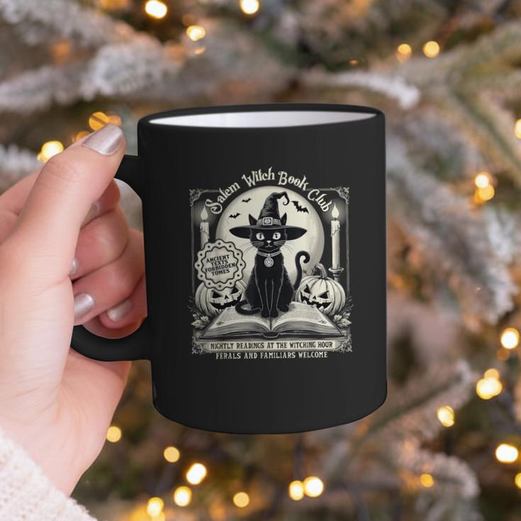 Salem Witch Book Club Vintage Halloween Cat Book Lover Graphic Print Coffee Mug