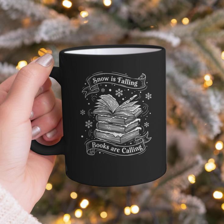 Snow Is Falling Books Are Calling Winter Reading Graphic Print Coffee Mug