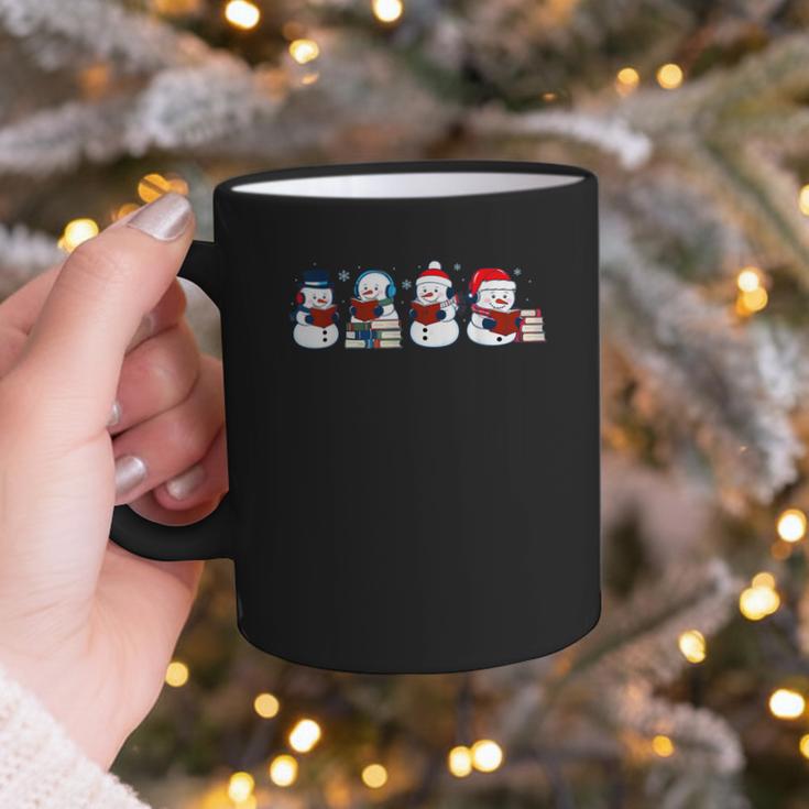 Snowman Reading Books Teacher Librarian Bookworm Christmas Graphic Print Coffee Mug