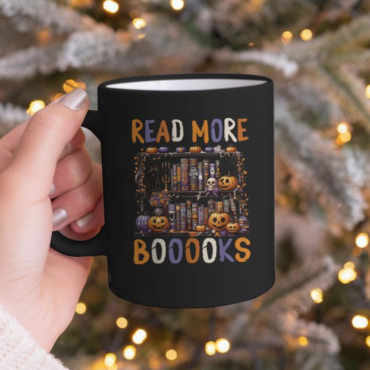 Spooky Halloween Bookshelf Bookcase Read More Books Graphic Print Coffee Mug
