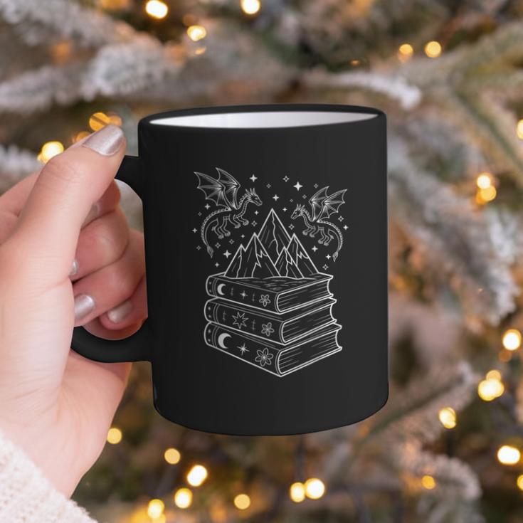 Stack Of Books And Dragons Bookworm Fantasy Books Lover Graphic Print Coffee Mug