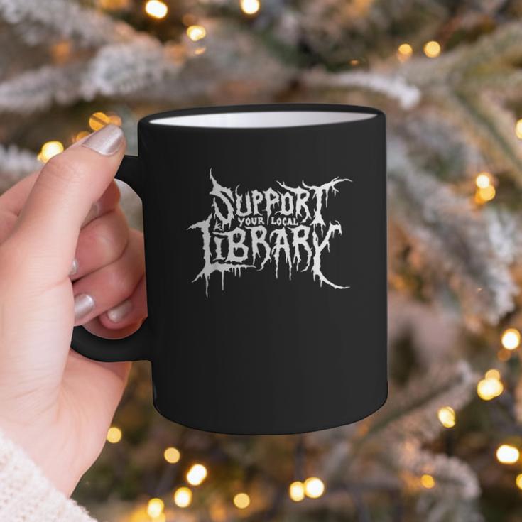 Support Your Local Library Horror Bookworm Graphic Print Coffee Mug Support Your Local Library Horror Bookworm Graphic Print Coffee Mug
