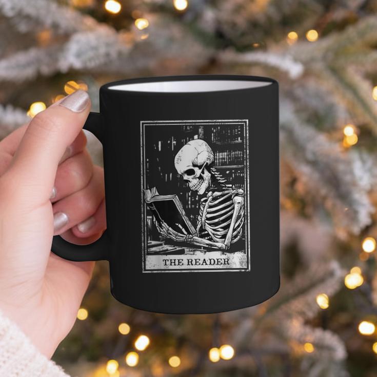 Tarot Card Shirt The Reader Tarot Skeleton Reading Book Graphic Print Coffee Mug