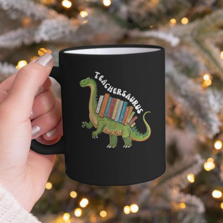 Teachersaurus Dinosaur Teachers Dino Reading Book Librarian Graphic Print Coffee Mug