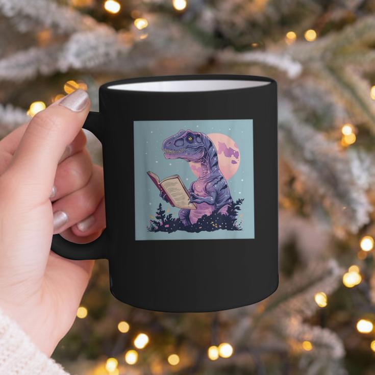 Trex Reading Book Dinosaur Graphic Print Coffee Mug