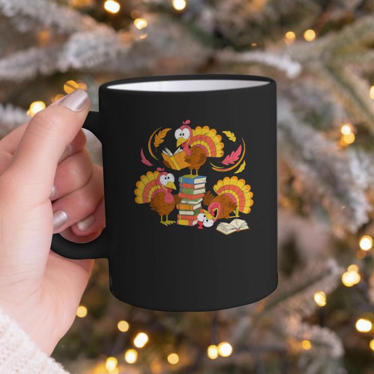 Turkey Reading Books Fall Thanksgiving Teacher Librarian Graphic Print Coffee Mug