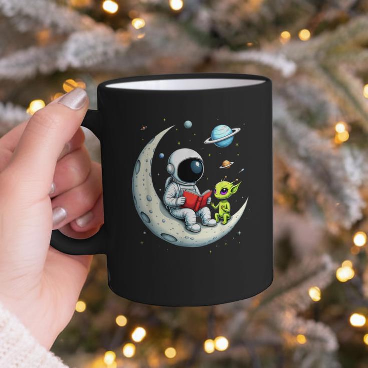 UFO Alien Astronaut Reading Book In Space Graphic Print Coffee Mug UFO Alien Astronaut Reading Book In Space Graphic Print Coffee Mug