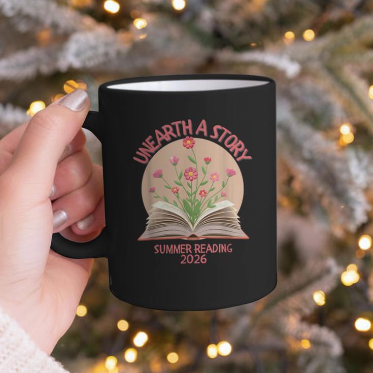 Unearth a Story 2026 Summer Reading Program Flowers Book Graphic Print Coffee Mug