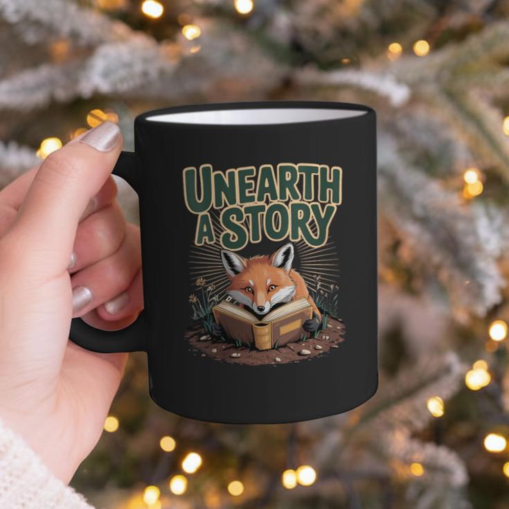 Unearth A Story Fox Reads a Book Graphic Print Coffee Mug